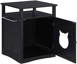 Sweet Barks Wooden Nightstand Cat Litter Box Enclosure, Black slide 2 of 5