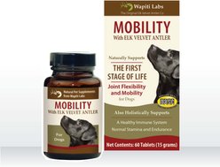 Wapiti Labs Mobility Elk Velvet Antler Tablets Dog Supplement, 60 count slide 1 of 7