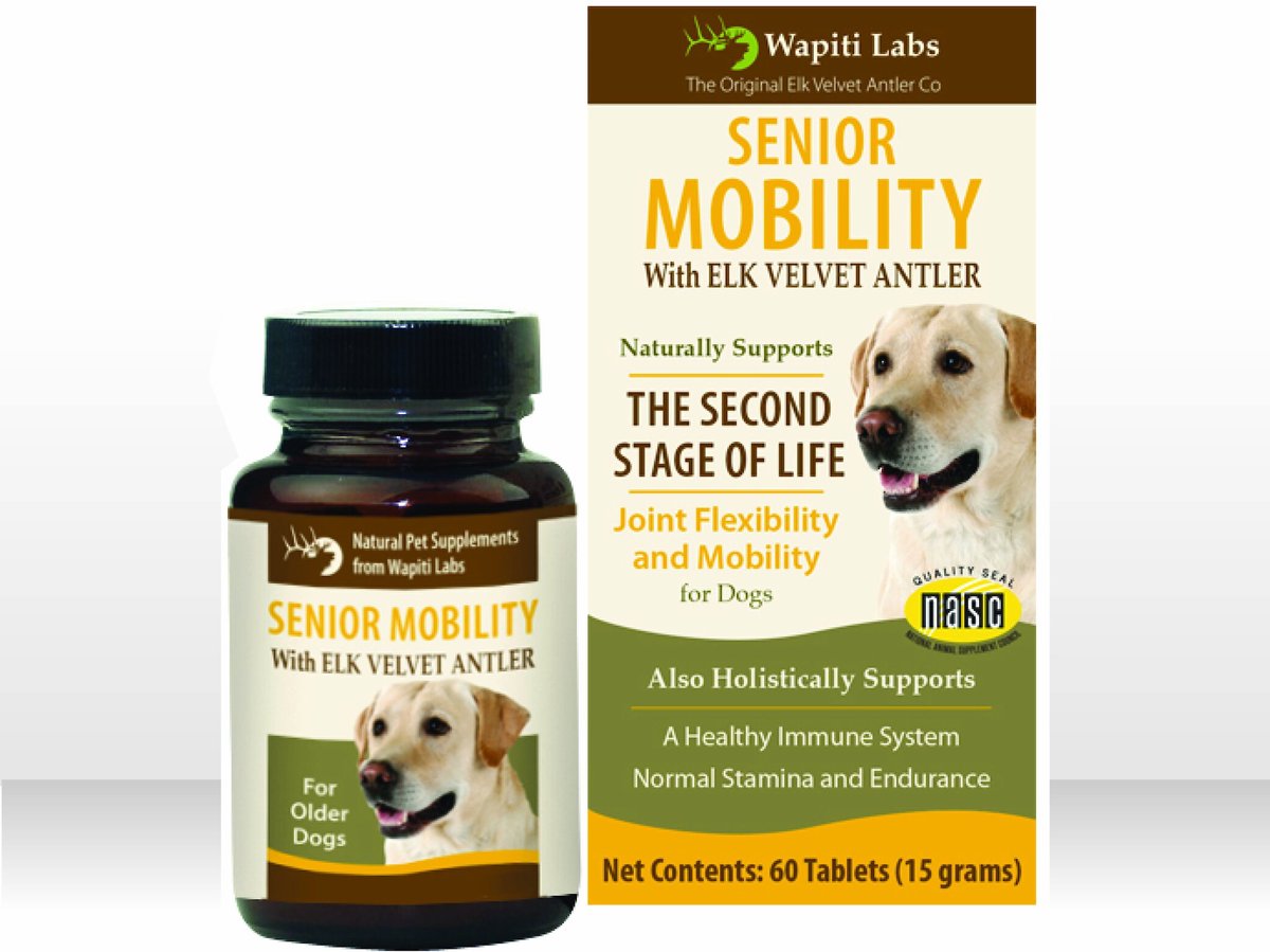 Wapiti Labs Senior Mobility Elk Velvet Antler Tablets Dog Supplement, 60 count