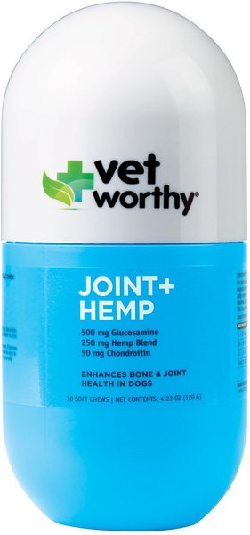 Vet Worthy Joint + Hemp Soft Chews Dog Supplement, 30 count slide 1 of 1