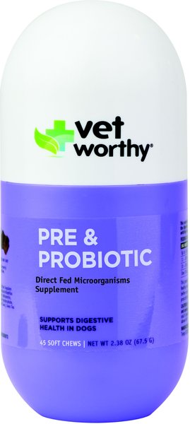Vet Worthy Pre & Probiotics Soft Chew Dog Supplement, 45 count slide 1 of 1