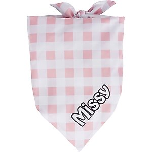 Frisco Gingham Personalized Dog & Cat Bandana, Pink, Small