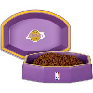 Nap Cap NBA Backboard Non-Skid Melamine Cat & Dog Bowl, Los Angeles Lakers, 3-cup