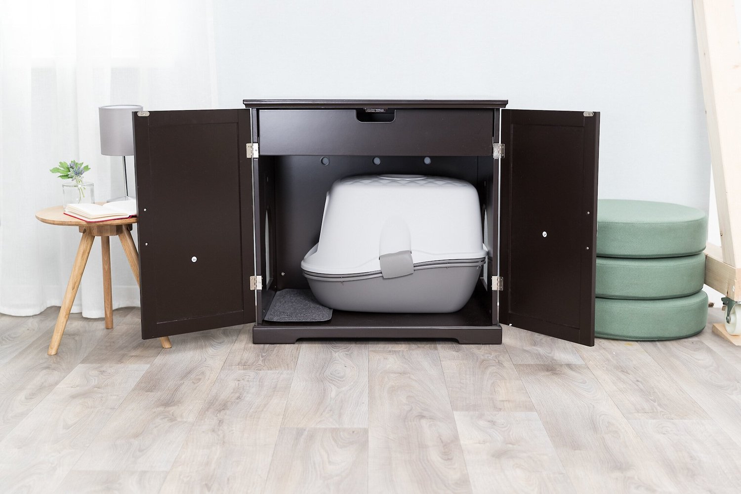 TRIXIE Wooden Cat Litter Box Enclosure, XLarge, Espresso Brown