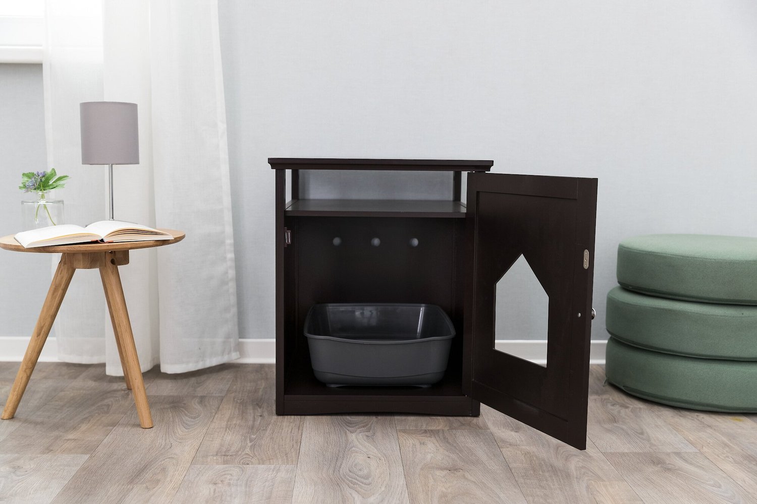 TRIXIE Wood Cat Litter Box Enclosure, Espresso Brown