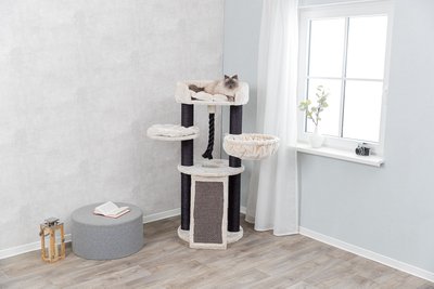 TRIXIE Bovina 55.5-in Designer Plush Carpet Cat Tree, Cream/Black, slide 1 of 1