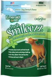 Emerald Pet Fresh Smileezz Mini Grain-Free Dental Dog Treats, 80 count