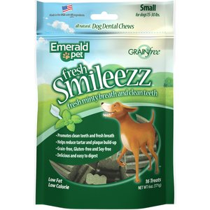 Emerald Pet Fresh Smileezz Small Grain-Free Dental Dog Treats, 16 count