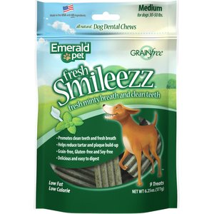 Emerald Pet Fresh Smileezz Medium Grain-Free Dental Dog Treats, 9 count