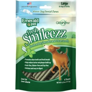 Emerald Pet Fresh Smileezz Large Grain-Free Dental Dog Treats, 6 count