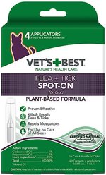 Vet's Best Flea & Tick Spot Treatment for Cats, 4 Doses (4-mos. supply)