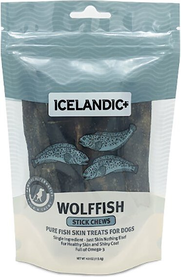 Icelandic+ Wolffish Stick Chews Dog Treats, 4-oz bag slide 1 of 3