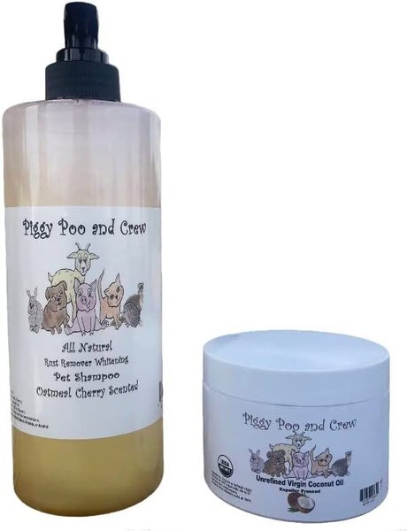 Piggy Poo and Crew USDA Organic Unrefined Virgin Cherry Scented Pig Coconut Oil, 16-oz jar & All Natural Cherry Scented Whitening Pig Rust Shampoo, 22-oz bottle slide 1 of 3