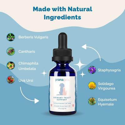 Show full view: Prana Pets Urinary Tract Support for Urinary Tract Infections UTI Liquid Supplement for Cats & Dogs, 2-fl oz bottle slide 5 of 11