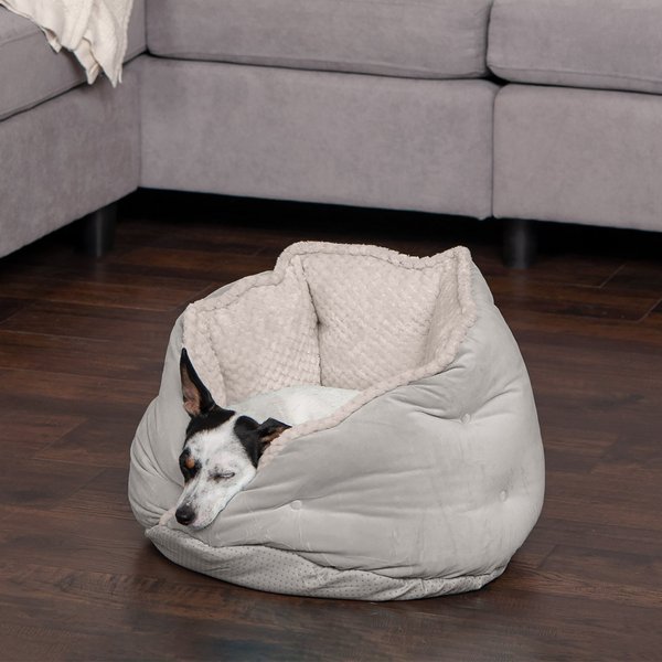 FurHaven Calming Hug Bolster Cat & Dog Bed, Silver Gray, Small slide 1 of 8