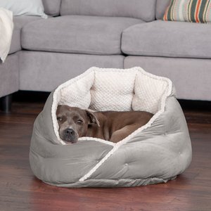 FurHaven Calming Hug Bolster Cat & Dog Bed, Silver Gray, Medium