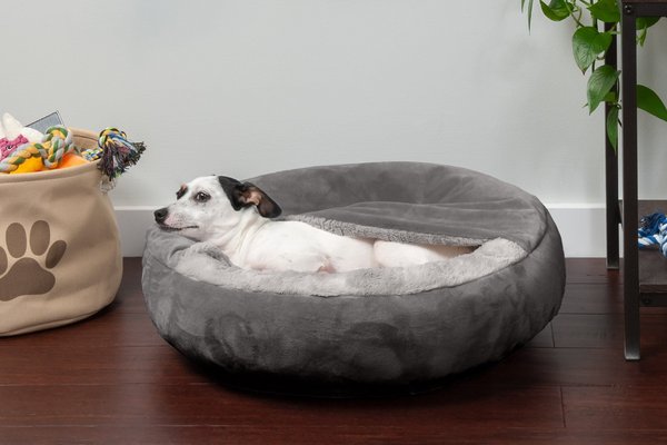FurHaven Wave Covered Pillow Cat & Dog Bed, Dark Gray, Small slide 1 of 9