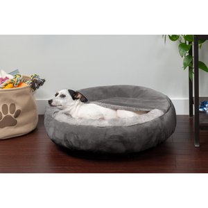 FurHaven Wave Covered Pillow Cat & Dog Bed, Dark Gray, Small