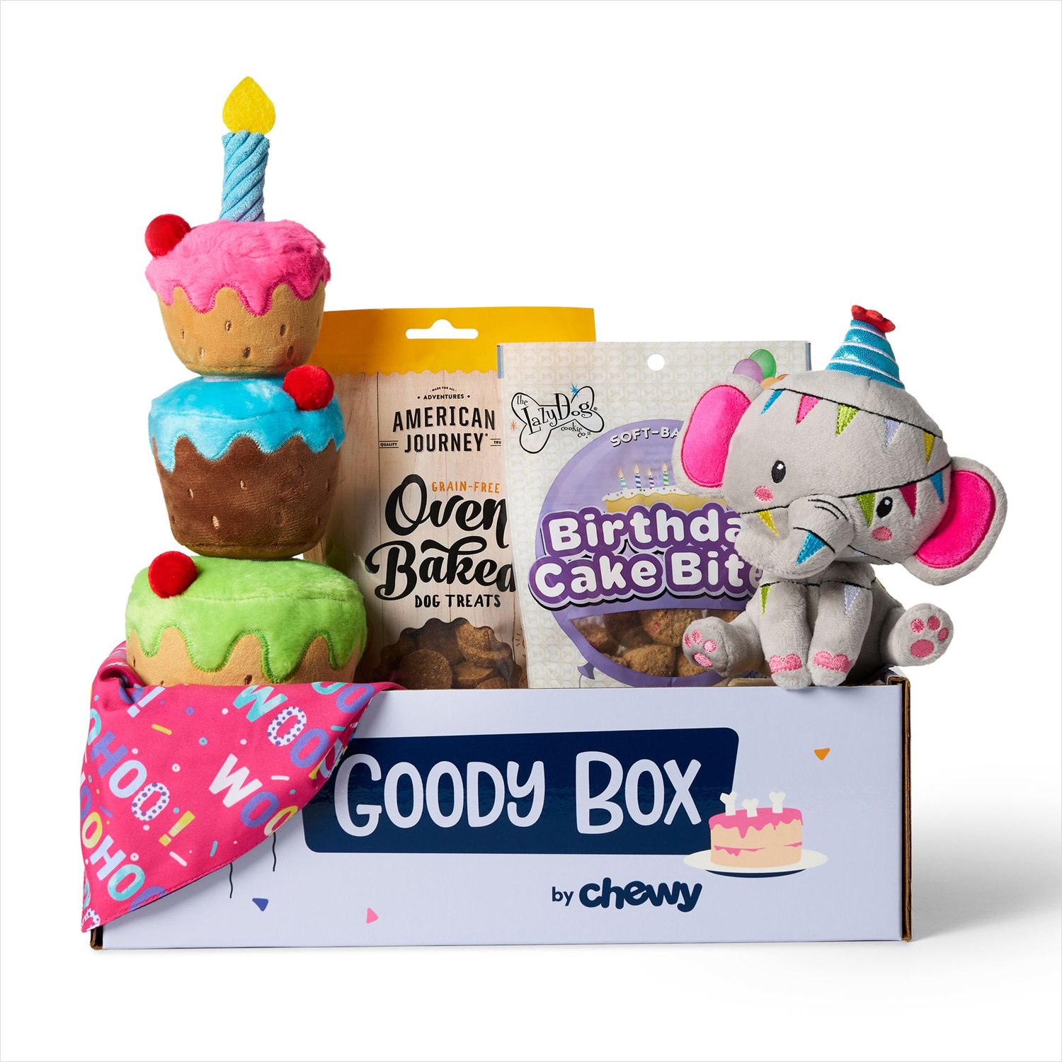 Goody Box Birthday Dog Toys, Treats, & Bandana, XS/Small