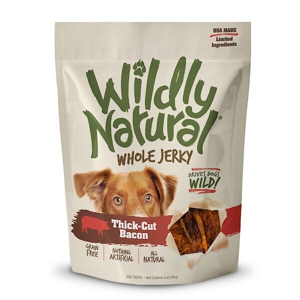 WILDLY NATURAL Whole Jerky Thick Cut Bacon GrainFree Dog Treats, 12oz