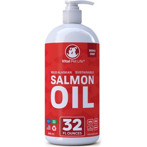 Vital Pet Life Wild Alaskan Salmon Oil Skin & Coat Health Liquid Cat & Dog Supplement, 32-oz bottle