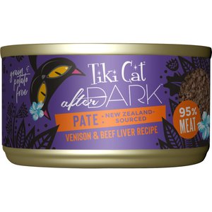 Tiki Cat After Dark Pate Venison & Beef Liver Recipe Grain-Free Wet Cat Food, 3-oz, case of 12