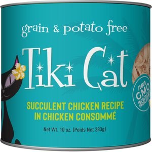 Tiki Cat Puka Puka Luau Succulent Chicken in Chicken Consomme Grain-Free Canned Cat Food, 10-oz can, case of 4