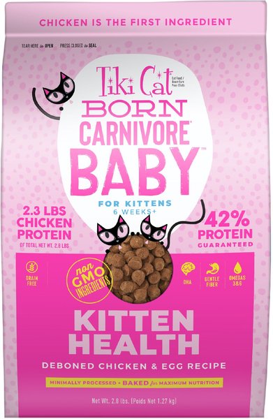 Tiki Cat Born Carnivore Deboned Chicken & Egg Recipe Dry Kitten Food, 2.8-lb bag slide 1 of 9