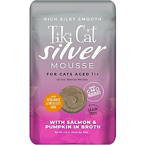 Tiki Cat Velvet Mousse Salmon & Pumpkin in Broth Senior Wet Cat Food, 2.8-oz, case of 12