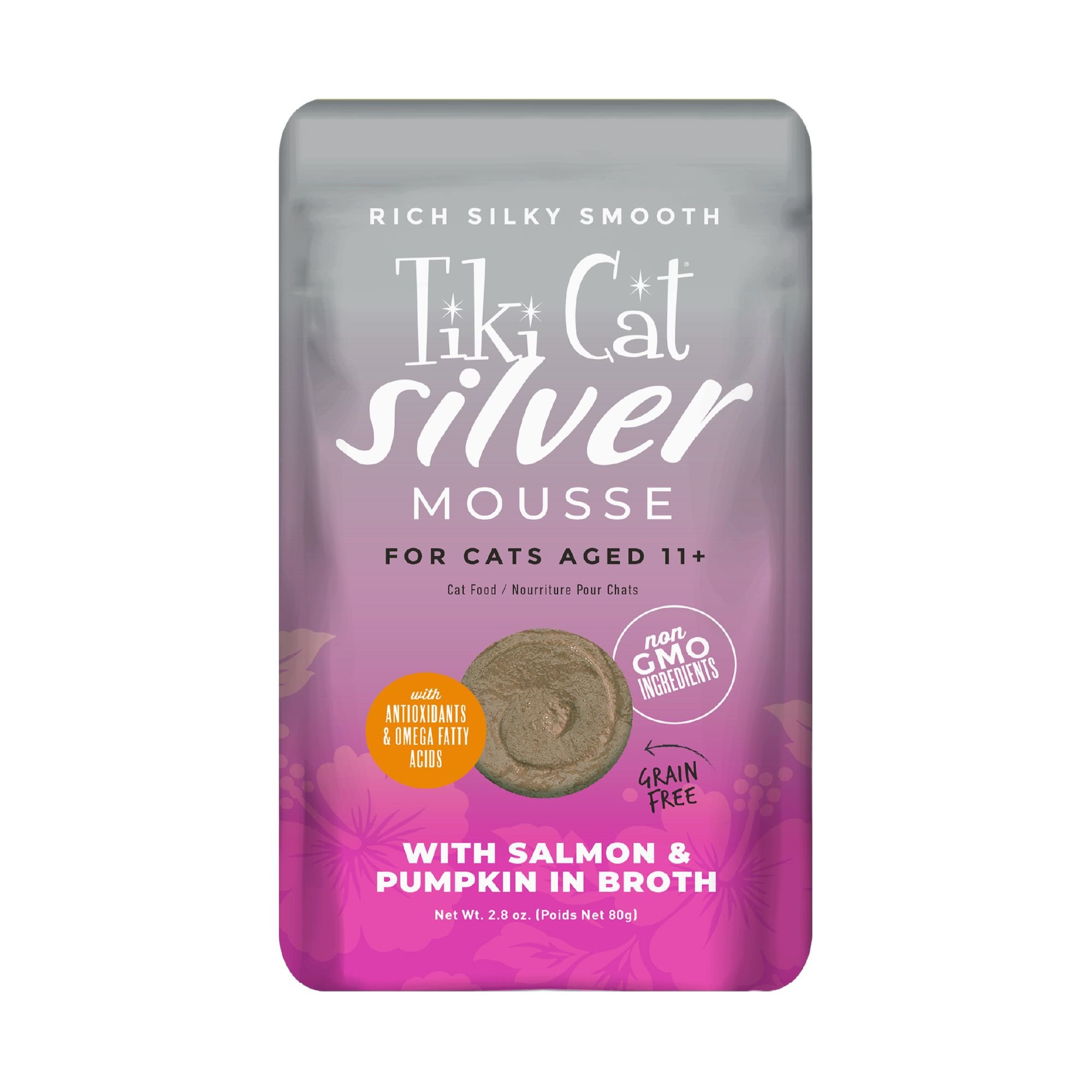 TIKI CAT Silver Mousse Salmon Pumpkin Grain Free Senior Wet Cat