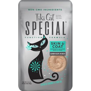Tiki Cat Special Function Formula Skin & Coat Salmon Recipe in Broth Wet Cat Food, 2.4-oz, case of 12