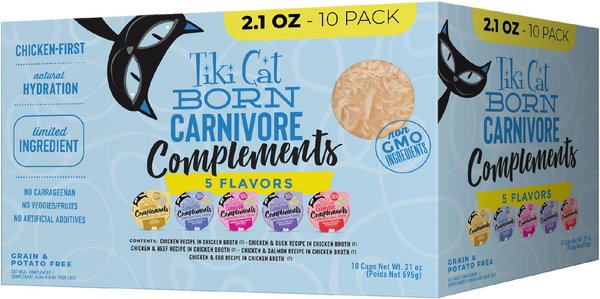 Tiki Cat Complements Variety Pack Grain-Free Wet Cat Food Topper, 2.1-oz, case of 10 slide 1 of 8