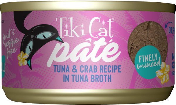 Tiki Cat Pate Tuna & Crab Recipe in Tuna Broth Wet Cat Food, 2.8-oz, case of 12 slide 1 of 8
