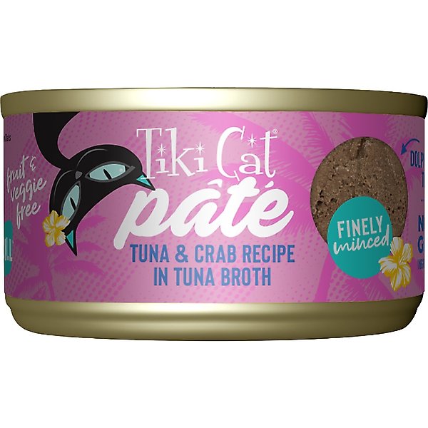 TIKI CAT Pate Tuna & Crab Recipe in Tuna Broth Wet Cat Food, 2.8oz, case of 12