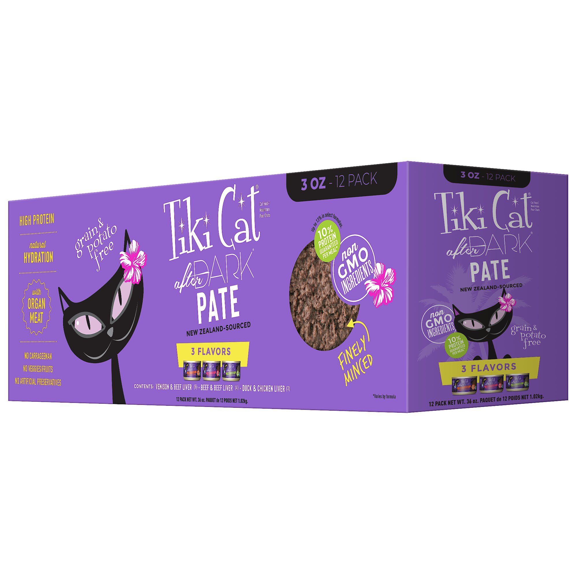 TIKI CAT After Dark Pate Variety Pack Wet Cat Food, 3-oz, case of 12 ...