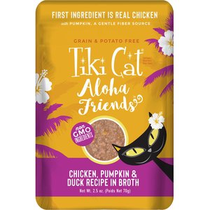 Tiki Cat Aloha Friends Chicken, Pumpkin & Duck Recipe in Broth Grain-Free Wet Cat Food, 2.5-oz, case of 12