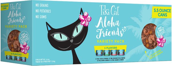 Tiki Cat Aloha Friends Fish & Pumpkin Variety Pack Grain-Free Wet Cat Food, 5.5-oz, case of 8 slide 1 of 8