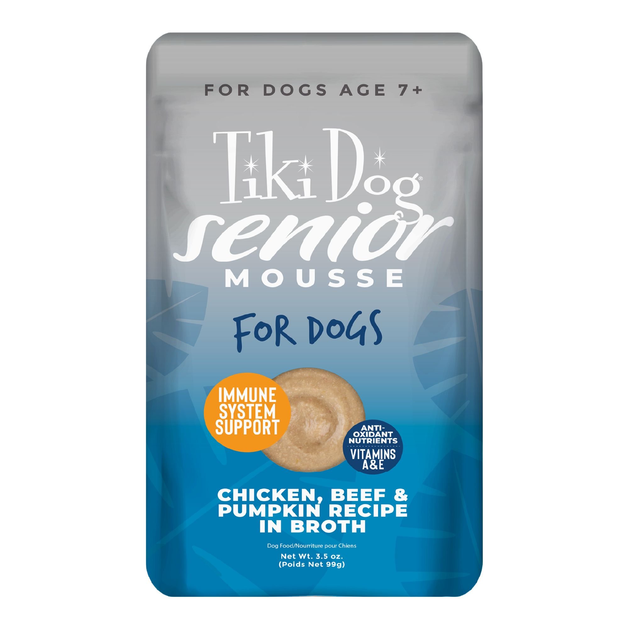 TIKI DOG Senior Mousse Chicken, Beef & Pumpkin in Broth Grain-Free Wet ...