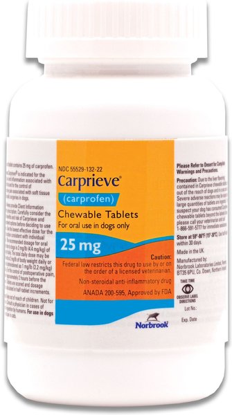 Carprieve (Carprofen) Chewable Tablets, 25 mg, 1 chewable tablet slide 1 of 2