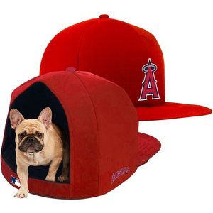 Nap Cap MLB Covered Pillow Cat & Dog Bed, Los Angeles Angels, Medium