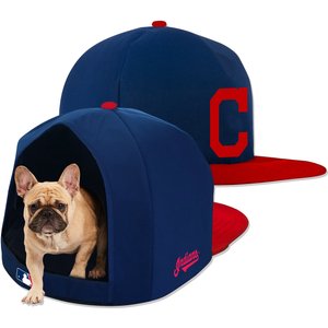 Nap Cap MLB Covered Pillow Cat & Dog Bed, Cleveland Guardians, Medium