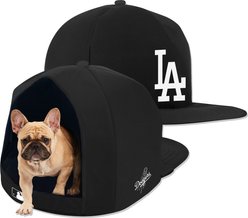 Nap Cap MLB Noir Covered Pillow Cat & Dog Bed, Los Angeles Dodgers, Medium