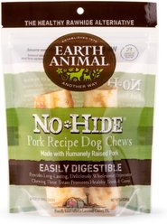 Earth Animal No-Hide Small Rolls Long Lasting Natural Rawhide Alternative Pork Recipe Chew Dog Treats, 2 count