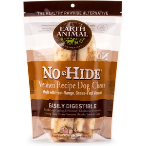 Earth Animal No-Hide Medium Rolls Long Lasting Natural Rawhide Alternative Venison Recipe Chew Dog Treats, 2 count