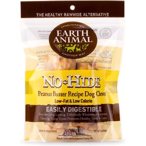 Earth Animal No-Hide Long Lasting Natural Rawhide Alternative Peanut Butter Recipe Small Chew Dog Treats, 2 count