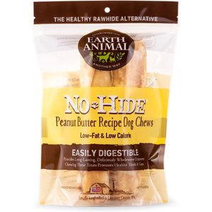 Earth Animal No-Hide Long Lasting Natural Rawhide Alternative Peanut Butter Recipe Medium Chew Dog Treats, 2 count