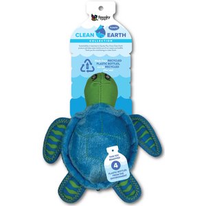 Spunky Pet Clean Earth Collection Recycled Turtle Plush Dog Toy, Small