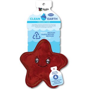 Spunky Pet Clean Earth Collection Recycled Starfish Plush Dog Toy, Small
