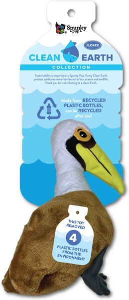 Spunky Pet Clean Earth Collection Recycled Pelican Plush Dog Toy, Small slide 1 of 1