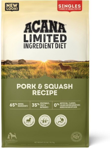 ACANA Singles Limited Ingredient Diet Pork & Squash Recipe Grain-Free Dry Dog Food, 22.5-lb bag slide 1 of 11